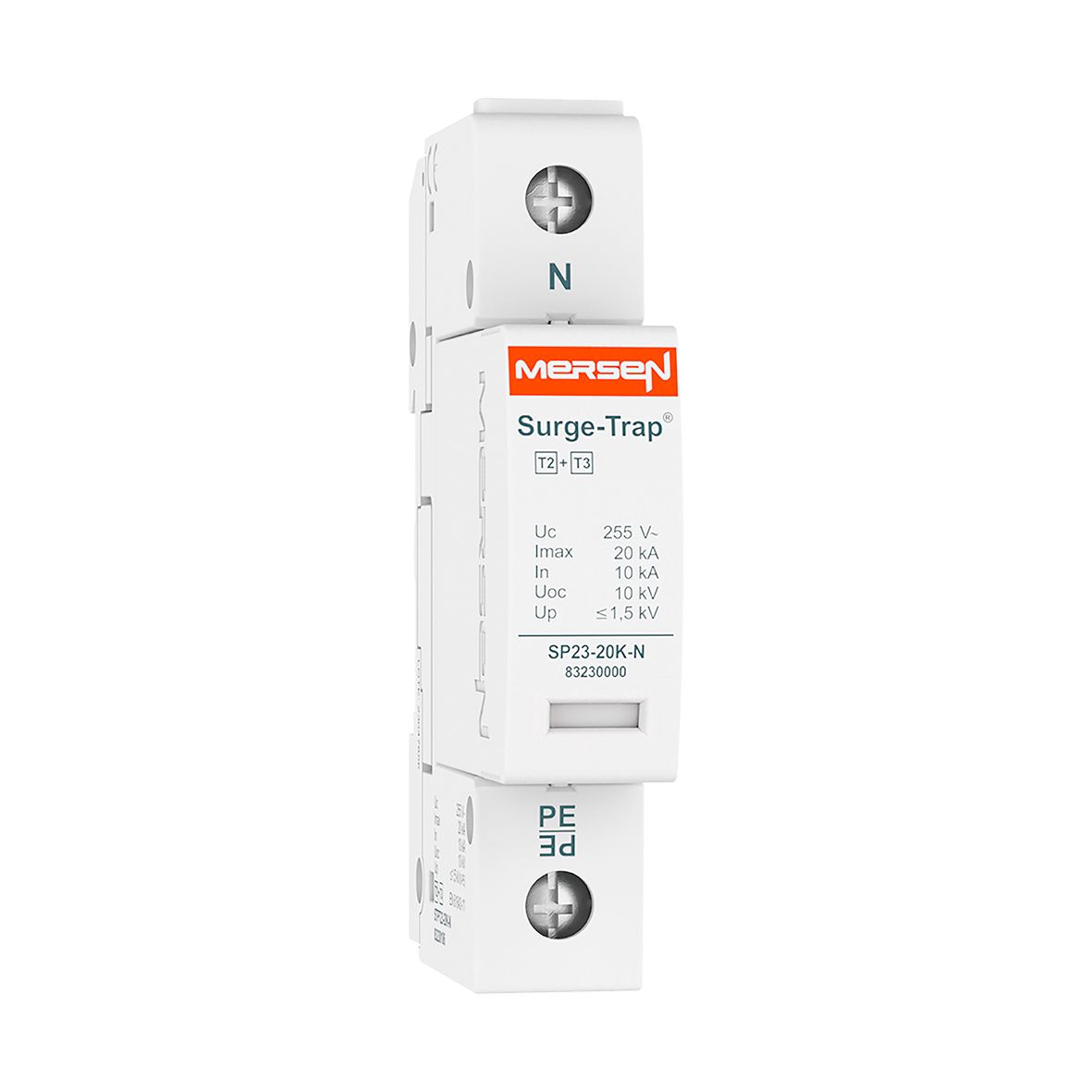 83230106 - SPD Type 2+3, 20kA, Uc255V, N, 1 Pole, 1 Module, Pluggable